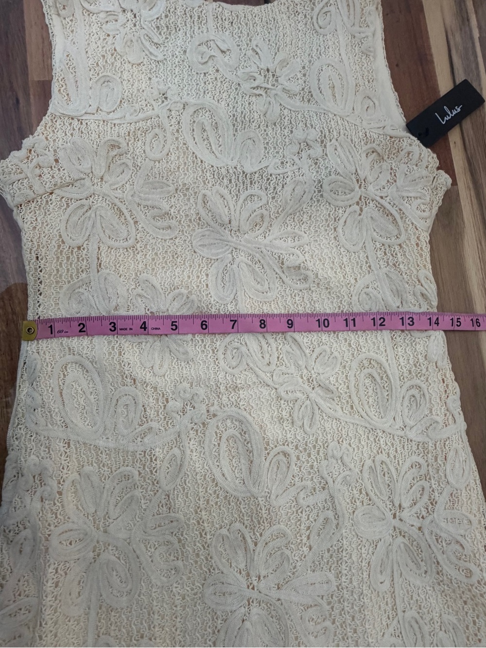 NWT Sz S Lulus Fenicia Cream Abstract Floral Embroidered Mini Dress Yellow - Picture 7 of 13